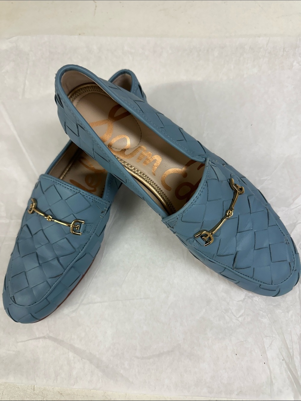 Sam Edelman like new blue, woven loafers size 9